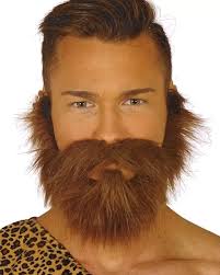 Kastanienbrauner Vollbart mit Schnurrbart kaufen!