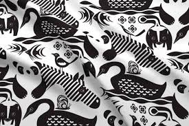 Black And White Cotton Fabric By The Yard Black White Modern Animal Fabric The Magpie And The White Etsy Spoonflower Fabric Fabric Organic Cotton Knit Fabric