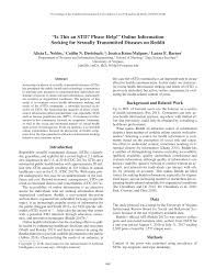 Pdf Is This An Std Please Help Online Information Seeking For Sexually Transmitted Diseases On Reddit