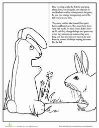 Single page illustrations on medium quality paper. The Velveteen Rabbit Part 2 Worksheet Education Com Velveteen Rabbit Rabbit Book Rabbit Coloring