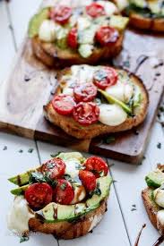 Grilled Avocado Caprese Crostini Food Cafe Food Recipes