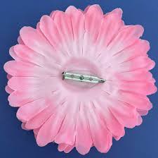4.5" Pink Gerbera Daisy Silk Flower BROOCH Pin with Kalidescope Glass  Cabochon