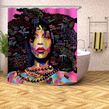 Black Art Shower Curtains Afro African American Black Girl Shower Curtain Bathroom Decor Set 7 Style Black Shower Curtains Bathroom Shower Curtains Girls Shower Curtain