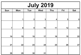 Printable July Blank Calendar 2019 Calendar Printables July Calendar Calendar 2019 Printable