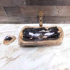 Vigo black serato matteshell™ vessel bathroom sink. Petrified Wood Stone Vessel Sink Bathroom Decora Loft