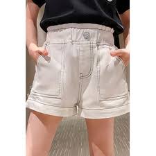Make new memories at home! Unomatch Kids Girls Elegant White Colored Elasticated Waist Shorts