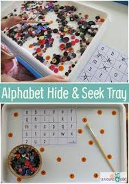 Alphabet Hide Seek Tray Alphabet Activities Alphabet Kindergarten Teaching The Alphabet