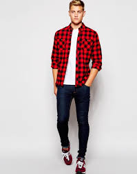 Black And Red Checkered Shirt Mens D Struct Red Alaska Flannel Check Shirt For Men Lyst Geburtstagsoutfit