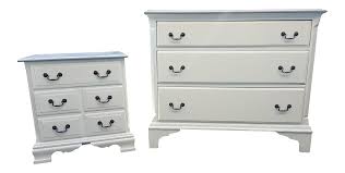 1940s Art Deco Farmhouse Distressed Dresser And Nightstand Set 2 Pieces On Chairish Com Distressed Dresser Dresser Sets Dresser