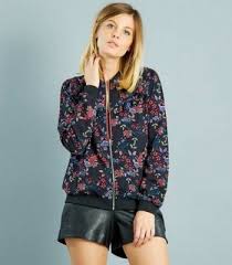 Bomber femme fleuri bleu marine. Tendance Bombers Fleuris Blousons Femme Shopping Addict