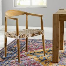 Albertina Genuine Woven Leather Dining Chair Solid Wood Dining Chairs Dining Chairs Stackable Dining Chairs