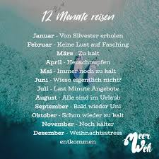 12 Monate Reisen Visual Statements Visual Statements Weisheiten Statements