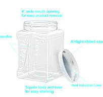 Amazon.com: ljdeals 64 oz 1/2 Gallon Clear Empty Storage Containers with  Lids, Square Plastic Canisters, Large Jars with Lids, BPA Free Plastic Jar,  ...