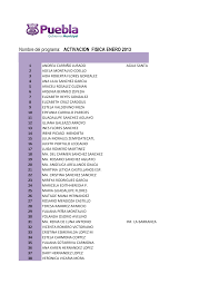 Nombre del programa: ACTIVACION FISICA ENERO 2013
