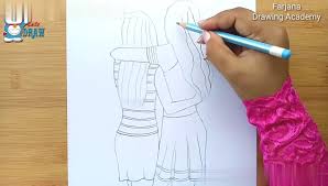 Welcome to my drawing channel. à¦†à¦® à¦° à¦ª à¦°à¦¤ à¦­ Best Friends Pencil Sketch Tutorial How To Draw Two Friends Hugging Each Other Video Farjana Drawing Academy Sharechat Funny Romantic Videos Shayari Quotes