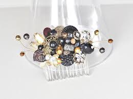 Black And Gold Hair Piece Black And Gold Hair Comb Black Hairpiece Black Bridal Comb Wedding Hair Accessories B Rose Gold Wedding Accessories Rose Gold Hair Piece Black Hair Accessories