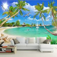 Over 40,000+ cool wallpapers to choose from. Youman Custom 3d Photo Wallpaper Wall Murals 3d Wallpaper Summer Beach Trees Landscape Home Decor For Room Bedroom Living Room Onshopdeals Com