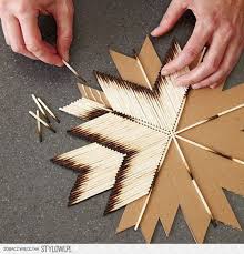 Diy Wall Art Cardboard Burnt Matches Diy Wanddeko Bastelideen Diy Wanddekorationen