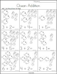 Free Ocean Addition Worksheet For Kindergarten Madebyteachers Kindergarten Math Worksheets Free Kindergarten Addition Worksheets Preschool Math Worksheets