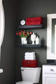 Red and grey bathroom accessories. Dark Gray Bathroom Home Decor Powder Room Small Bathroom Decor