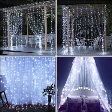 Eeekit Window Curtain String Lights 304 Led Plug In Fairy String Lights 8 Lighting Modes Waterproof Decorative Lights For Bedroom Wedding Party Backdrop Outdoor Indoor Wall Decoration 9 8x9 8 Ft Walmart Com Walmart Com
