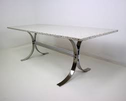 Granite tops can be smooth or rough on the surface, so keep in mind the intended use of the coffee table. Granite Top With X Shaped Chrome Base Coffee Table 1970s 69936