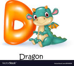 Cartoon Of D Letter For Dragon Royalty Free Vector Image Flashcards For Kids Alphabet Pictures Alphabet Nursery