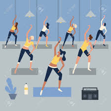 These exercises help burn fat with the help of oxygen and carbohydrates to provide your body a steady. Women Fitness Training Lesson Training With Steps Aerobic Exercises Royalty Free Cliparts Vectors And Stock Illustration Image 137301285