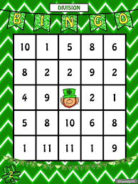 Different Bingo Games To Play Division Bingo St Patrick S Day Edition Bingo Bingo Cards Division Games