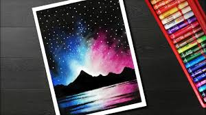 8 00 How To Draw Night Sky Mountain Scenery Drawing For Beginners With Oil Pa Oil Pastel Art Oil Pastel Drawings Oil Pastel
