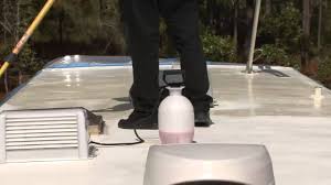The coating provides superior resistance to harsh weather and ultraviolet light and has great fire retardation characteristics. How To Coat A Fiberglass Rv Roof By Rv Education 101 Youtube