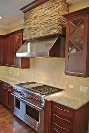 stacked stone kitchen hood with