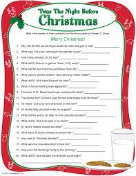 Twas the night before christmas, when all through the house. Printable Twas The Night Before Christmas Christmas Charades Christmas Trivia Christmas Quiz