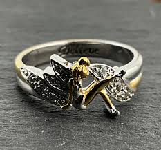 Genuine Disney Cubic Zirconia Tinkerbell Sterling Silver Statement Ring, UK  Size N, US Size 6 12, EU Size 52 34