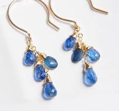 Blue Kyanite Chandelier Earrings Teardrops Cluster Earrings Etsy Blue Gemstones Jewelry Indigo Blue Earrings Earrings