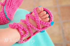 The second example is in other color 60 Adorable And Free Crochet Baby Sandals Patterns