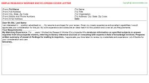 A letter found on a website: Research Worker Encyclopedia Cover Letters