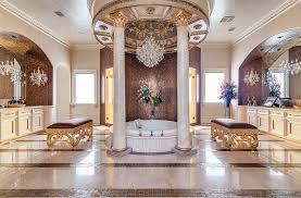 And on the second floor, there is already a spacious bathroom with a bathtub. Luxurious Mansion Bathrooms Pictures Designing Idea