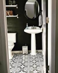 Black And White Peel And Stick Floor Tile Floorpops Peel And Stick Floor Tiles In A Powder Room Bathroom Makeover With Black Shiplap Peel And Stick Floor Master Bathroom Refresh Gothic Bathroom Decor