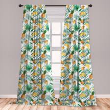 Maybe you would like to learn more about one of these? East Urban Home Ambesonne Watercolor Window Curtains Exotic Fruits Pattern Pineapples Bananas Oranges Tropical Leaves Lightweight Decorative Panels Set Of 2 With Rod Pocket 56 X 63 Green Yellow Pale Brown Wayfair