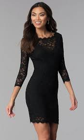 Lace Short Black Wedding Guest Dress With Sleeves Black Lace Wedding Dress Black Wedding Dresses Wedding Guest Dress