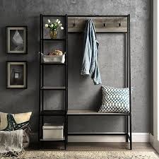 Gray Wash Angle Hall Tree With Side Shelves Industriedesign Hauser Haus Deko Erste Wohnung Dekorieren