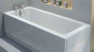 There are metal clips attached to wooden blocks on the the underside of the bath rim, and the panel is held between the clip and the block. Installing A Steel Bath And Advantages And Disadvantages Of Steel Baths Diy Doctor