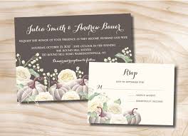 White Pumpkin White Rose Floral Fall Wedding Invitation And Etsy Fall Wedding Invitations Wedding Response Cards Fall Wedding