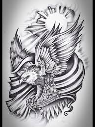 Black And White Eagle Flag Tattoo Eagle Flag Sketch Bull Tattoos Eagle Drawing Flag Drawing