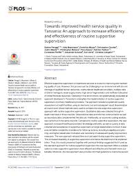 Pdf Towards Improved Health Service Quality In Tanzania An