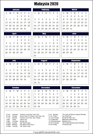 The most popular public holiday is the chinese new year which is celebrated. Printable Malaysia Calendar 2020 With Holidays Public Holidays