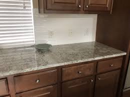 Thunder White Granite With White 3x12 Subway Tile Love How It Turned Out Thunder White Granite White Granite Kitchen And Bath