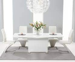 Our range includes square, extendable, glass and round. Mark Harris Marila White High Gloss Extending Dining Table And 6 Hereford Z Chairs Cfs Furniture Uk