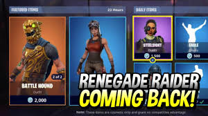 Renegade raider is a rare outfit in battle royale that could be purchased from the season shop after achieving level 20 in season 1. Renegade Raider Coming Back Confirmed Youtube